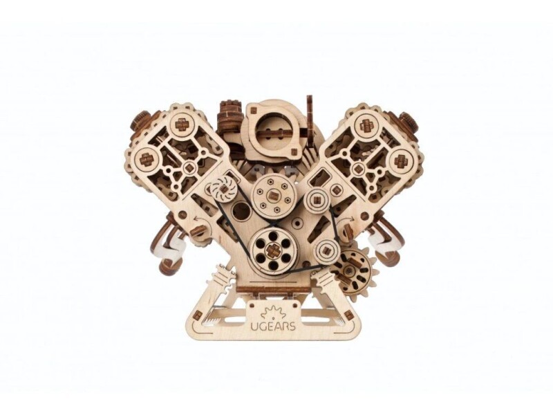 Ugears 3D dřevěné mechanické puzzle Motor V8